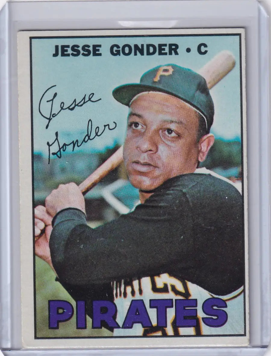 Baseball card of Jesse Gonder in batting stance for Pittsburgh Pirates Topps Baseball