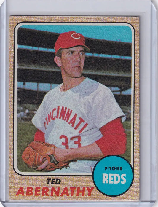 1968 Topps Baseball card of Ted Abernathy, Cincinnati Reds pitcher for collectors