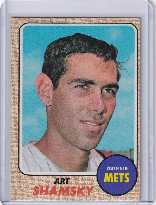 1968 Topps Baseball card of Art Shamsky, New York Mets player collectible