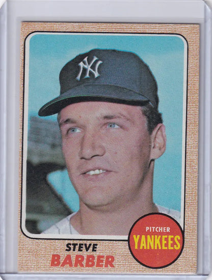 Baseball card of Steve Barber pitching for the New York Yankees from Topps Baseball