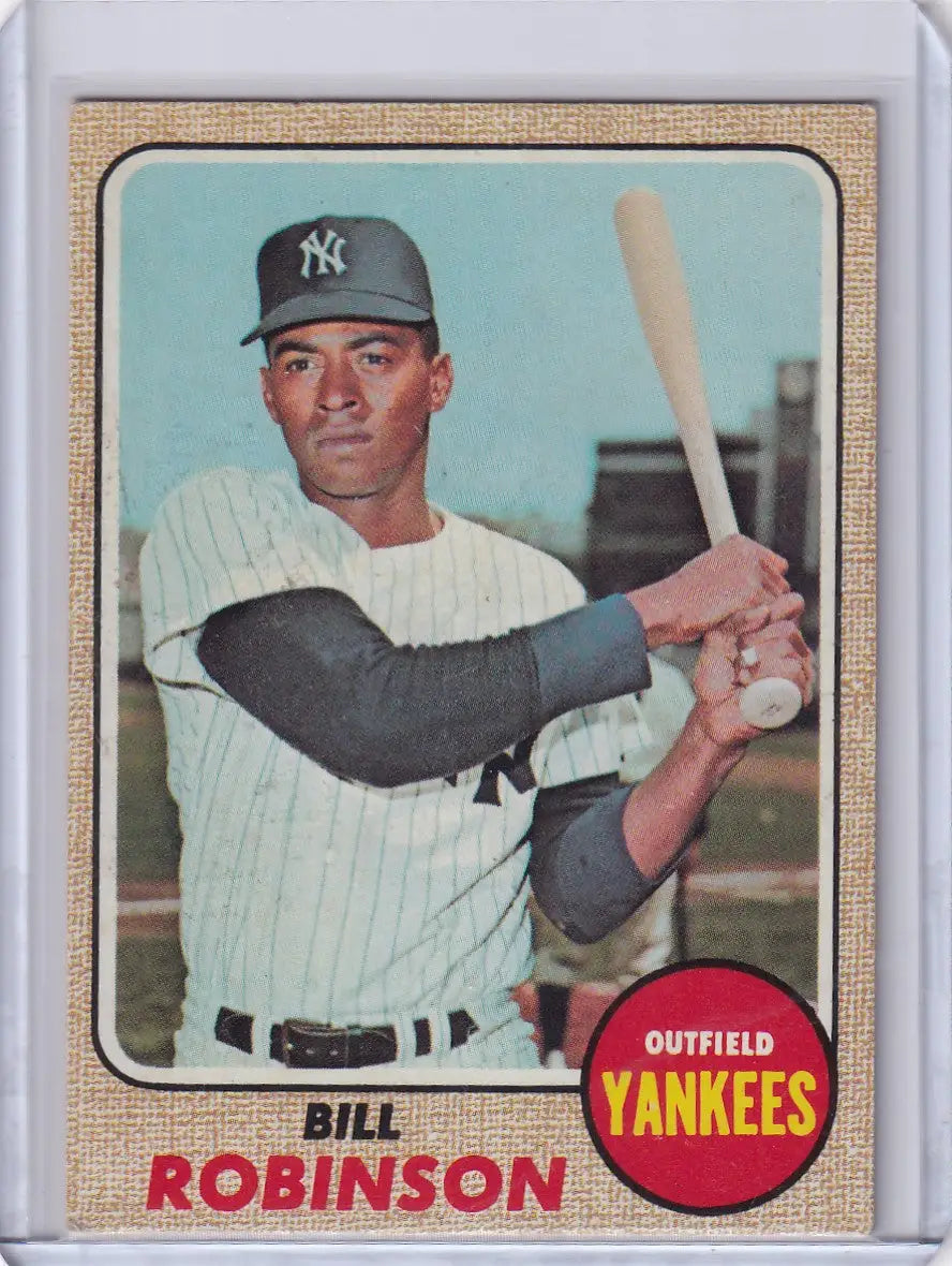 Baseball card of Bill Robinson, New York Yankees outfielder, in Topps Baseball series