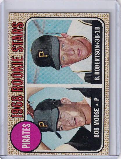 Vintage Topps Baseball card of Pirates Rookies Bob Moose and Bob Robertson