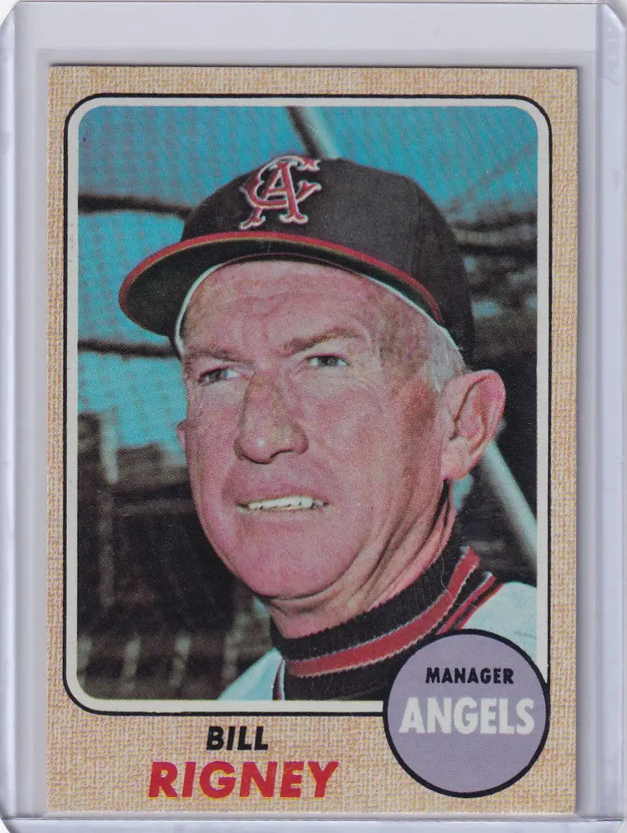 1968 Topps Baseball card of Bill Rigney, Manager of the California Angels