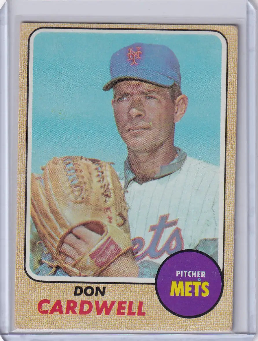 1968 Topps Baseball card of Don Cardwell, pitcher for the New York Mets