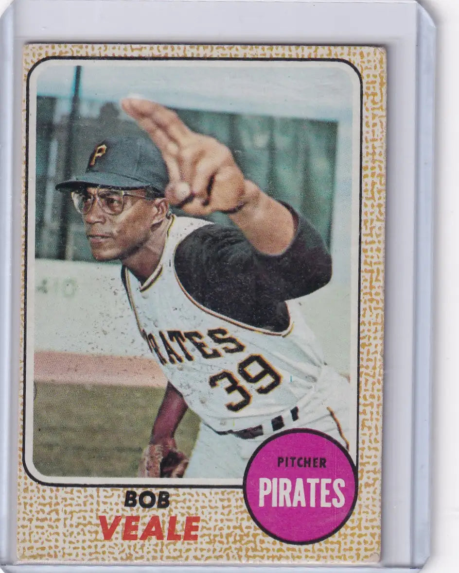 Vintage 1968 Topps Baseball card of Bob Veale, Pittsburgh Pirates pitcher in action