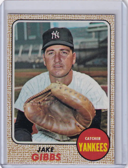 Baseball card of Jake Gibbs, New York Yankees catcher in Topps Baseball uniform