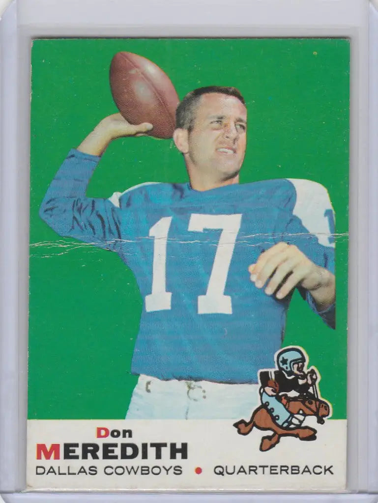 Vintage football card of Don Meredith Dallas Cowboys in a throwing pose