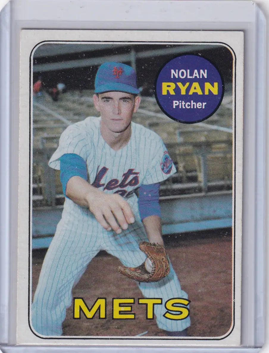 1969 Topps Baseball #533 Nolan Ryan card showcasing New York Mets pitcher in classic pose