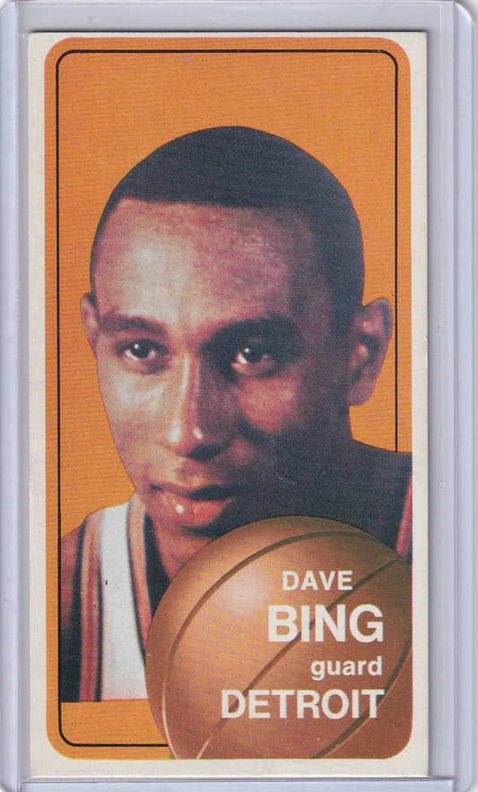 Topps Basketball trading card of Dave Bing, Detroit Pistons guard with orange border