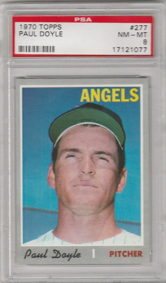 Graded Paul Doyle PSA 8 baseball card from 1970 Topps set in protective holder