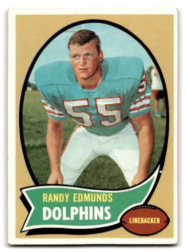 Vintage Randy Edmunds football card with original gloss, excellent RC rookie Dolphins