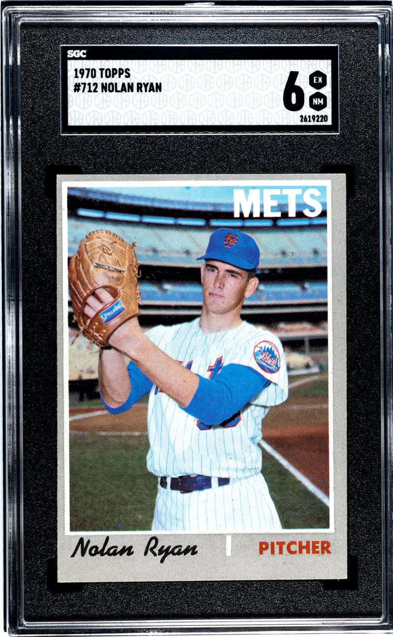 Graded 1970 Topps Nolan Ryan New York Mets Baseball Card SGC 6 in protective case