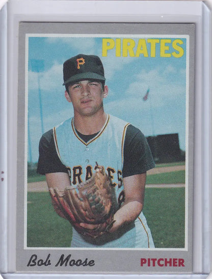 Vintage 1970 Topps Baseball card of Bob Moose, pitcher for Pittsburgh Pirates