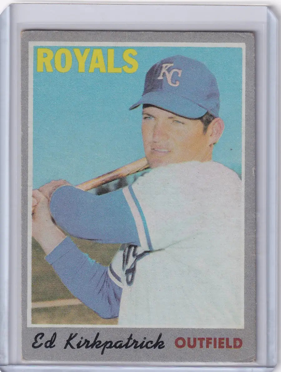 Kansas City Royals outfielder in batting stance on 1970 Topps Baseball card