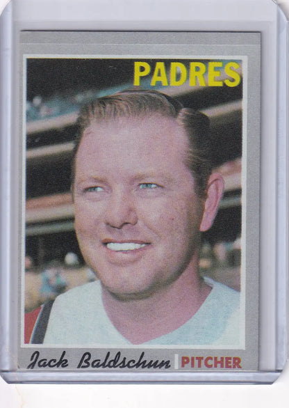 Baseball card of Jack Baldschun from the San Diego Padres by Topps Baseball