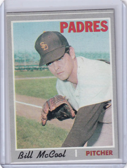 1970 Topps Baseball card of Bill McCool, pitcher for the San Diego Padres