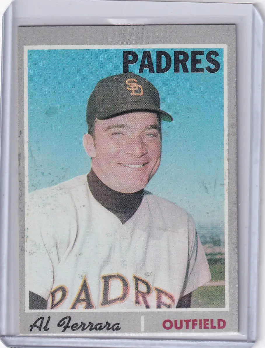 Baseball card of Al Ferrara in San Diego Padres uniform from 1970 Topps Baseball