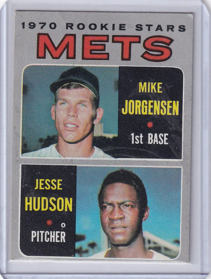 Baseball card of 1970 Topps Baseball Mets Rookies Mike Jorgensen and Jesse Hudson