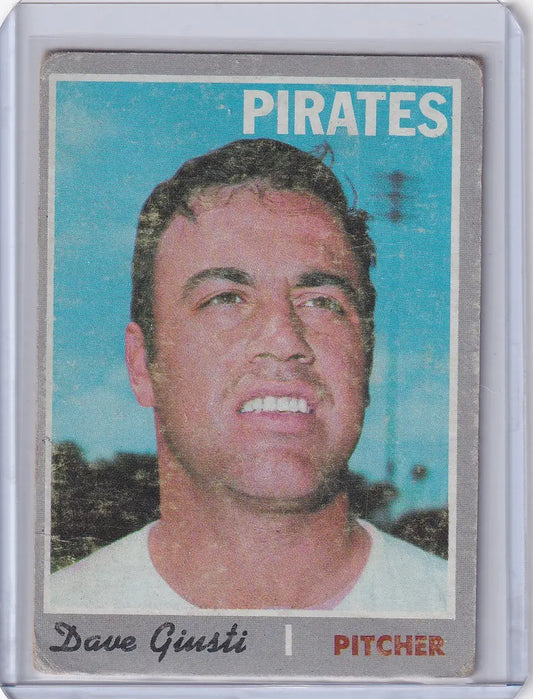 1970 Topps Baseball card of smiling Dave Giusti in Pittsburgh Pirates uniform