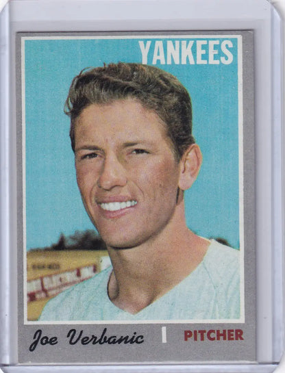 Baseball card of Joe Verbanic, New York Yankees pitcher from Topps Baseball 1970