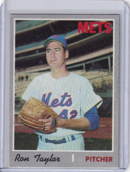 Baseball card of Ron Taylor in New York Mets uniform from 1970 Topps Baseball