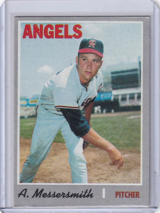 Topps Baseball card of Andy Messersmith, pitcher for the California Angels in action