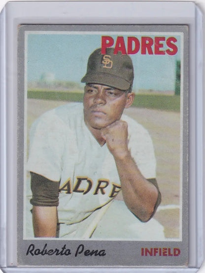 Baseball card of Roberto Pena in San Diego Padres uniform from Topps Baseball 1970