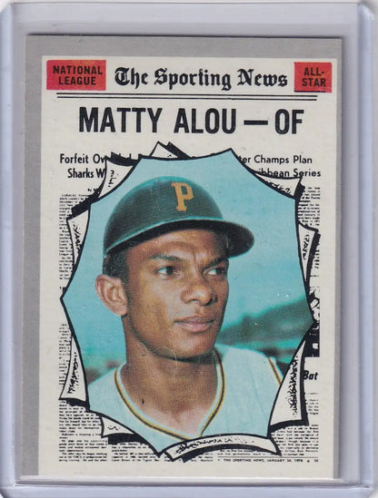 Baseball card of Matty Alou from Topps Baseball featuring the Pittsburgh Pirates