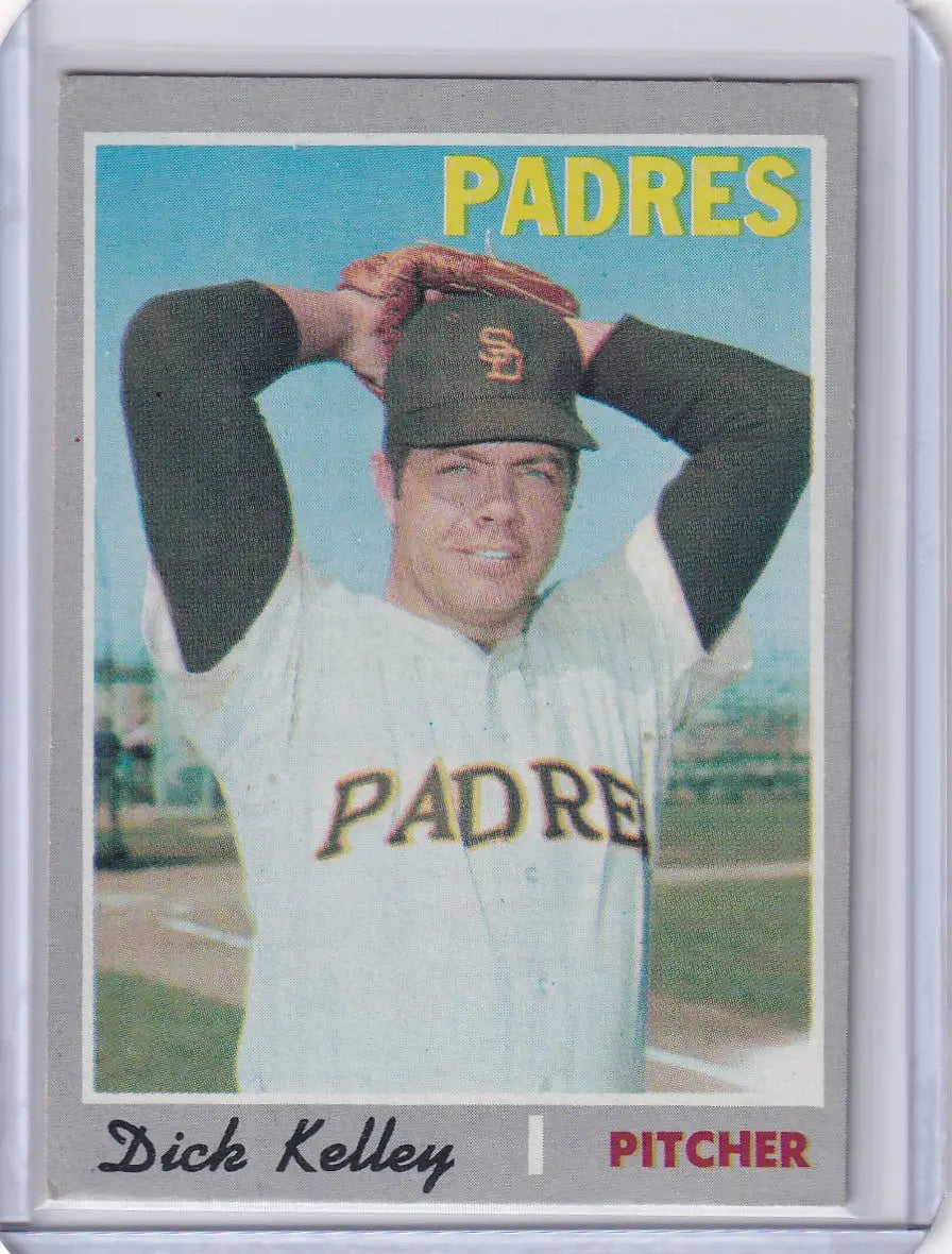 1970 Topps Baseball #474 Dick Kelley in a throwing pose for San Diego Padres