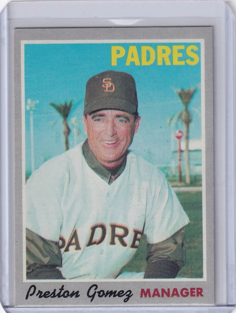 Baseball card of Preston Gomez, San Diego Padres manager, 1970 Topps Baseball #513