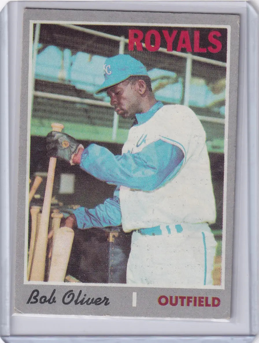 Vintage Topps Baseball card of Bob Oliver from Kansas City Royals 1970