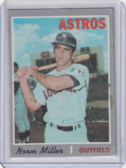 1970 Topps Baseball card of Norm Miller in batting pose for Houston Astros