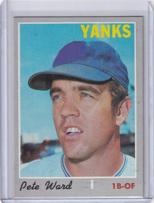 Baseball card featuring Pete Ward in a blue cap for Topps Baseball New York Yankees