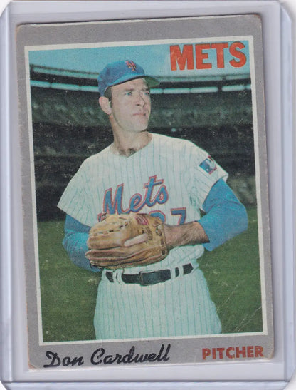 1970 Topps Baseball card of Don Cardwell in New York Mets uniform with glove