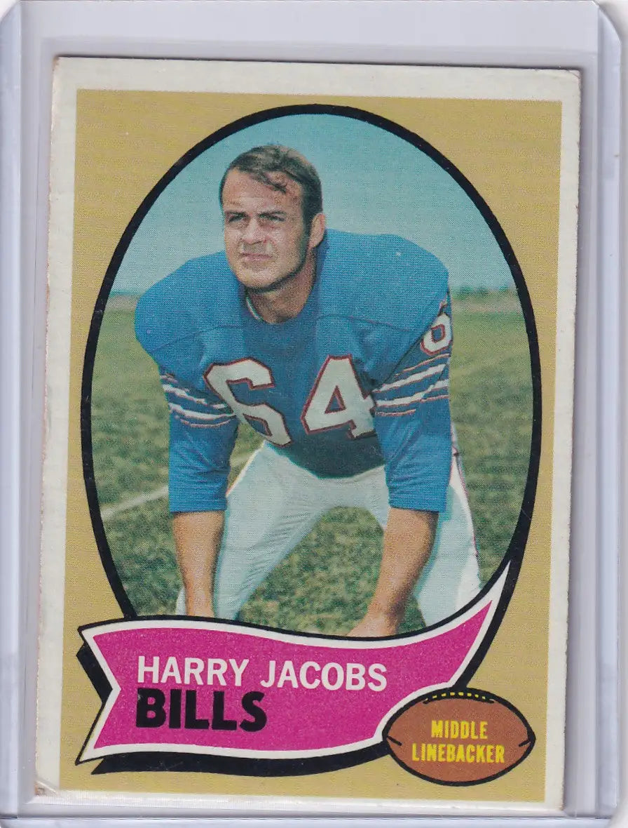 Vintage 1970 Topps Football card of Harry Jacobs from the Buffalo Bills