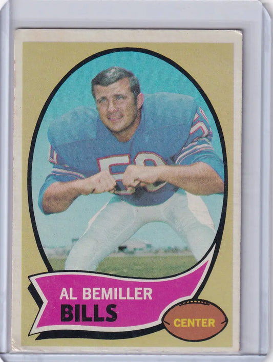 Vintage Topps Football trading card of Al Bemiller from the Buffalo Bills