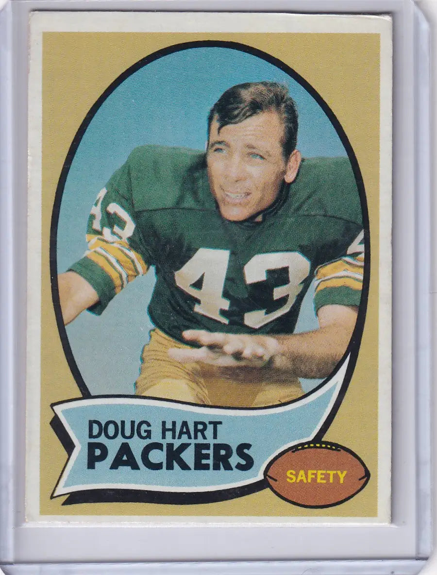 Vintage Topps Football card of Doug Hart from Green Bay Packers in uniform