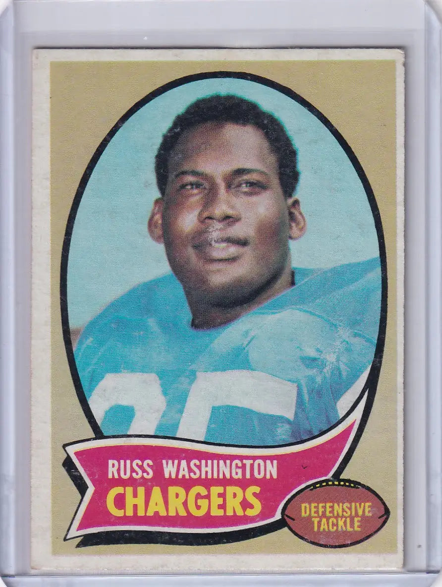 Football trading card of Russ Washington from San Diego Chargers Topps Football series