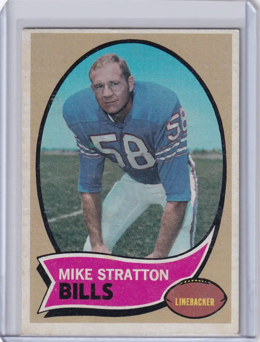 Vintage Topps Football card of Mike Stratton from the Buffalo Bills