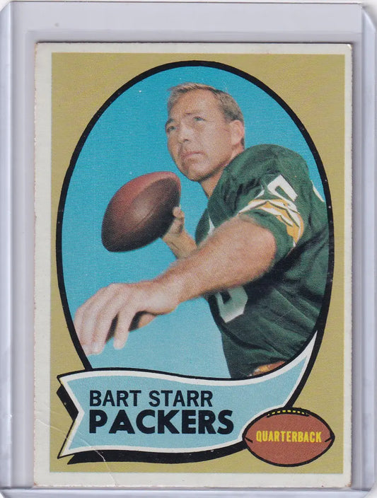 Vintage Topps Football card of Bart Starr, Green Bay Packers quarterback