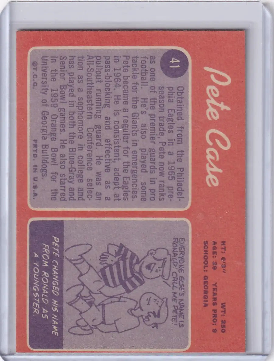 Trading card of Pete Case from 1970 Topps Football featuring New York Giants stats