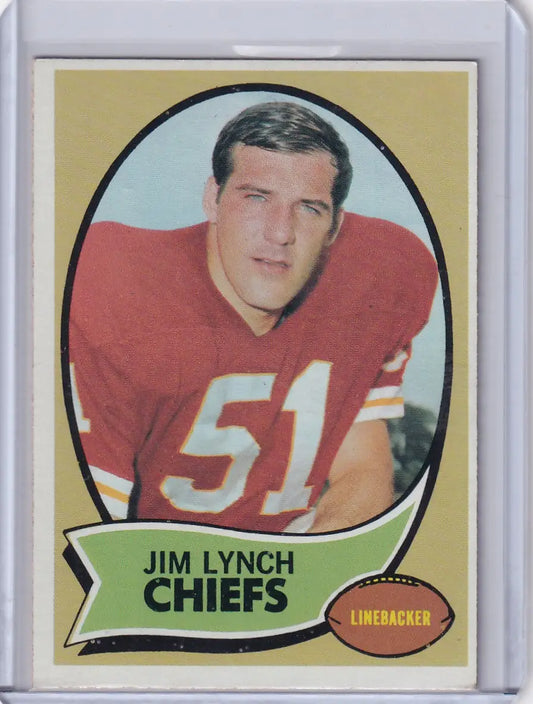 Vintage Jim Lynch Topps Football card for Kansas City Chiefs jersey number 51