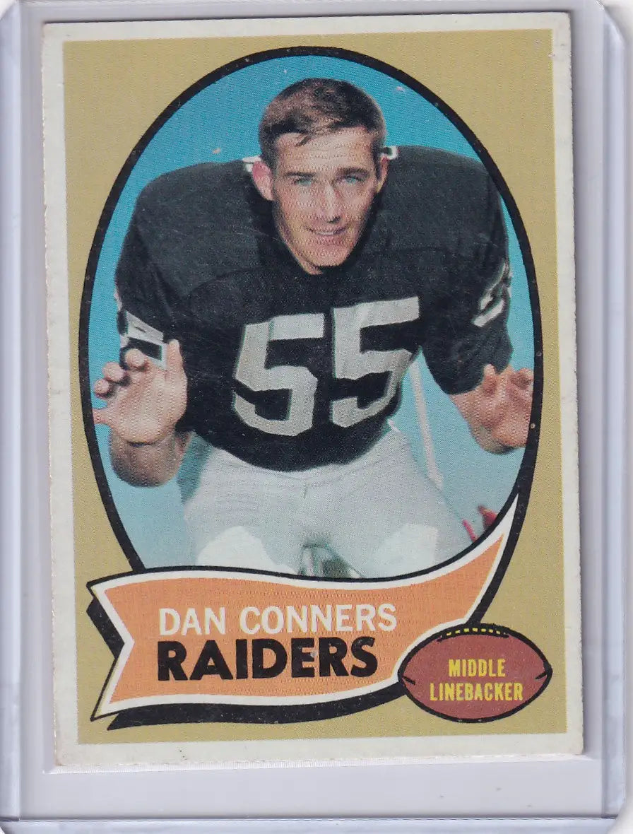 Vintage Topps Football card of Dan Conners, Oakland Raiders, jersey number 55