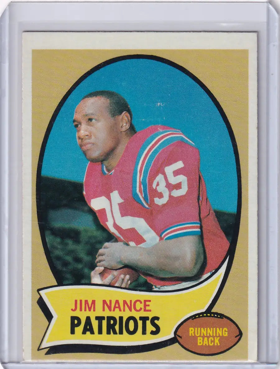 Vintage 1970 Topps Football card of Jim Nance, running back for the New England Patriots