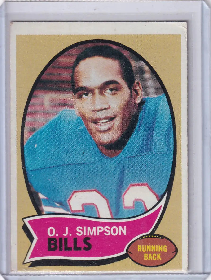 Vintage Topps Football trading card of O.J. Simpson for the Buffalo Bills