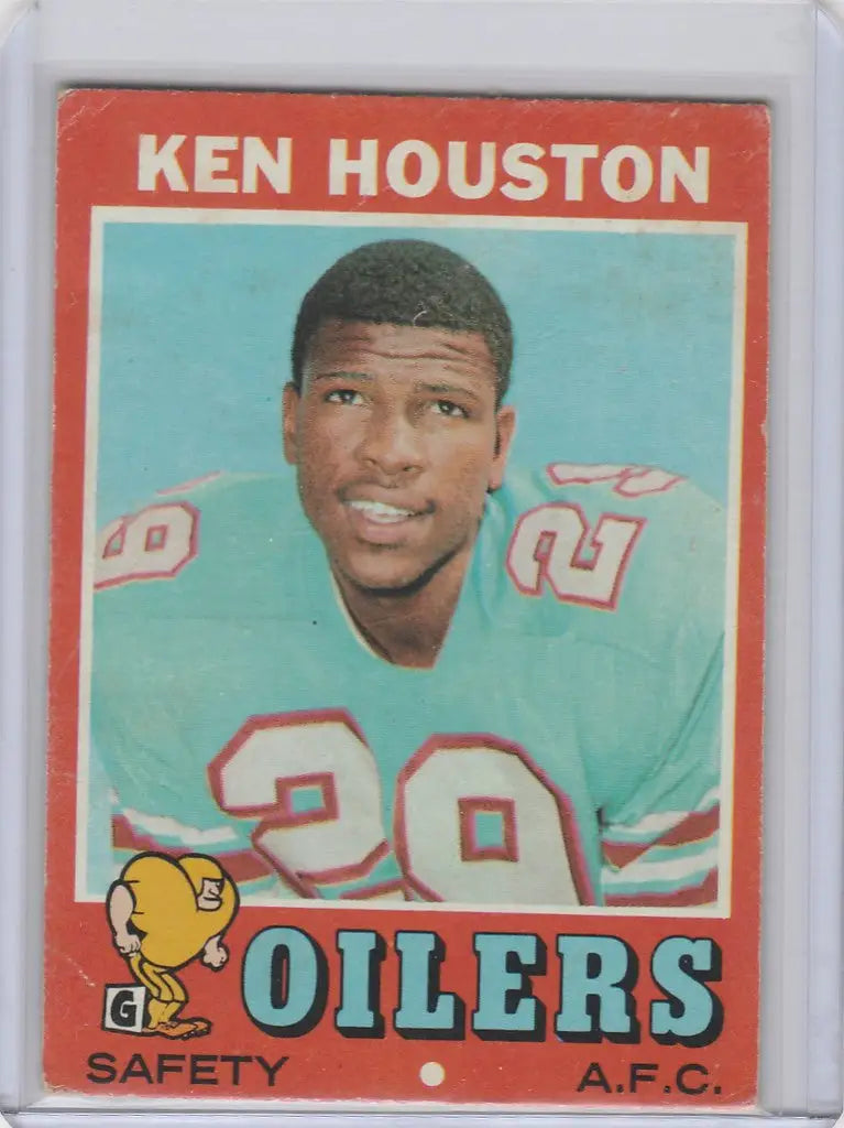 Vintage 1971 Topps Ken Houston trading card featuring Houston Oilers player