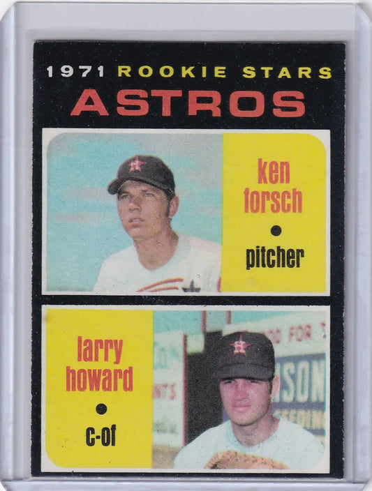 1971 Topps Baseball card of Astros rookies Ken Forsch and Larry Howard RC