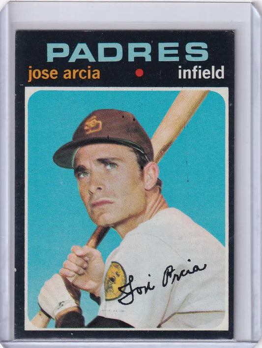 Baseball card of Jose Arcia, San Diego Padres infielder, from Topps Baseball 1971