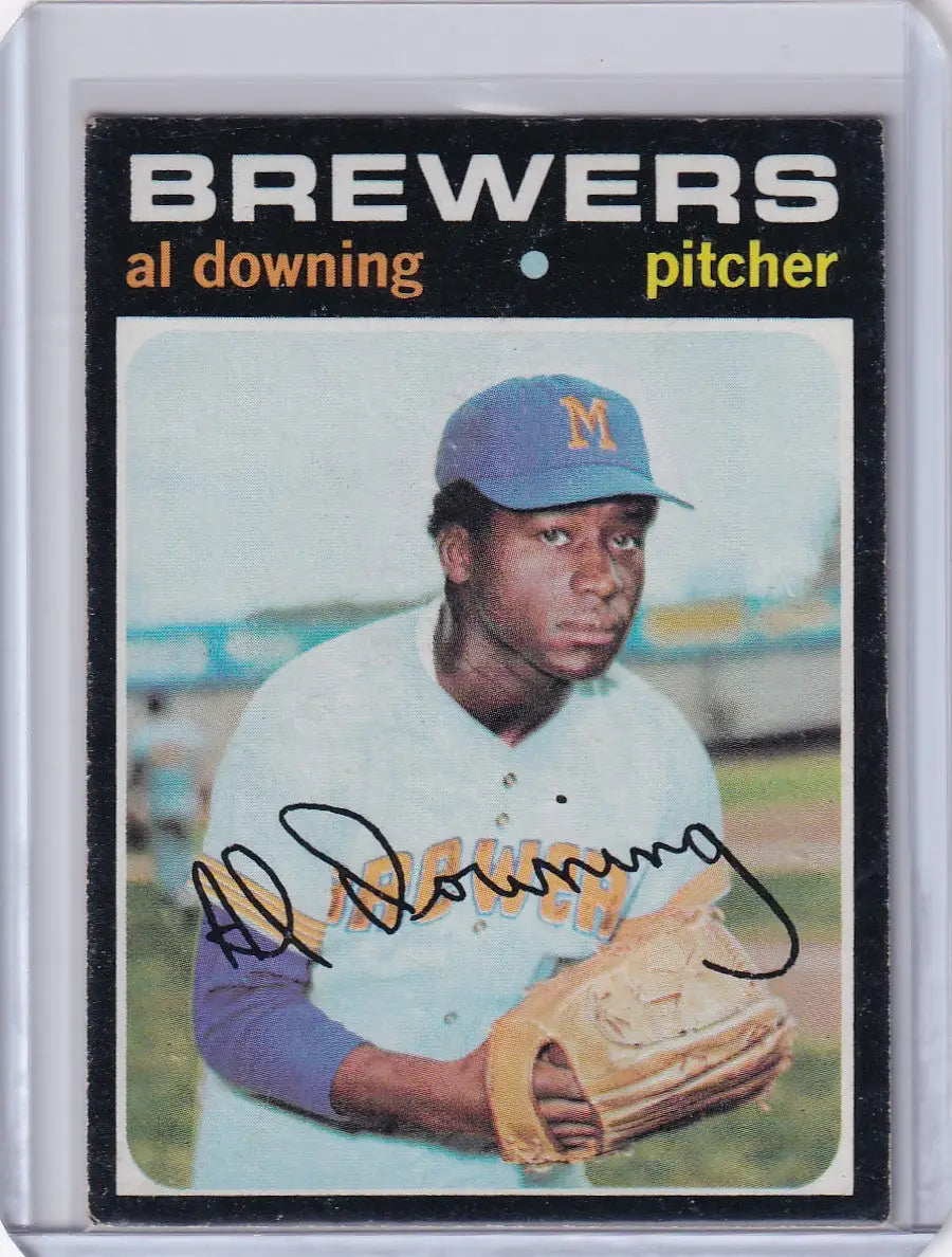 1971 Topps Baseball card of Al Downing - Milwaukee Brewers pitcher collectible