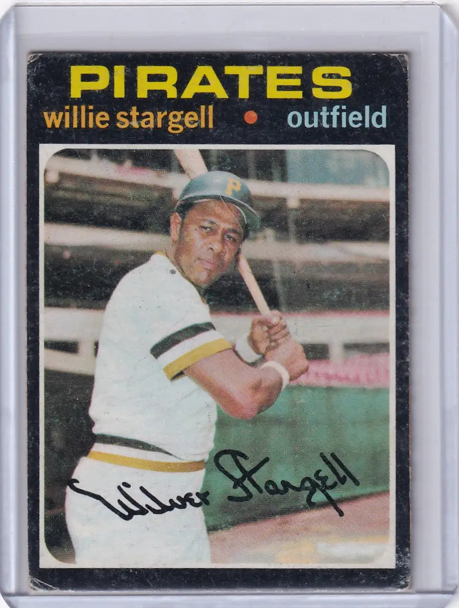 Baseball card of Willie Stargell in batting stance for Topps Baseball and Pittsburgh Pirates